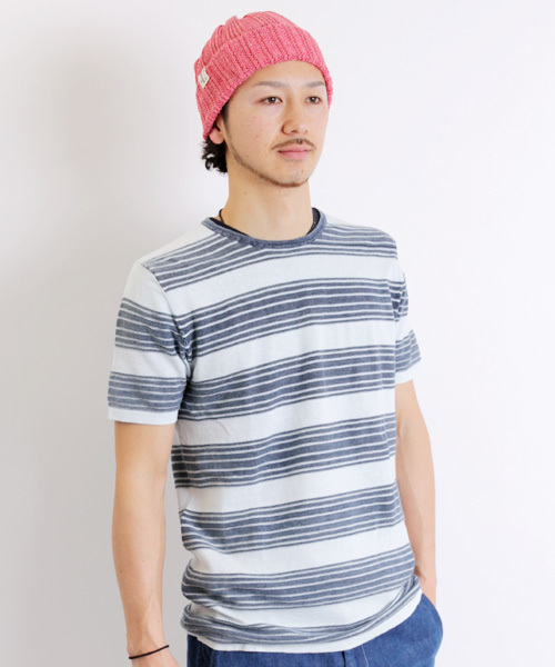 Denime（ドゥニーム）の「【SUFFE】KNIT BORDER SHORT-SLEEVE TEE/スッフェ　半袖ニットボーダーTシャツ（Tシャツ/カットソー・メンズ・ホワイト/ネイビー・MEDIUM/LARGE）」の10枚目の写真