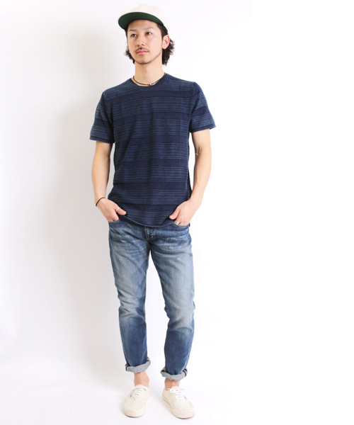 Denime（ドゥニーム）の「【SUFFE】KNIT BORDER SHORT-SLEEVE TEE/スッフェ　半袖ニットボーダーTシャツ（Tシャツ/カットソー・メンズ・ホワイト/ネイビー・MEDIUM/LARGE）」の18枚目の写真