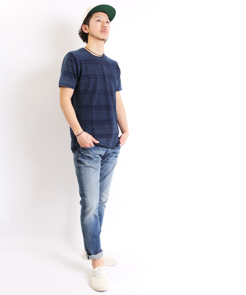 Denime（ドゥニーム）の「【SUFFE】KNIT BORDER SHORT-SLEEVE TEE/スッフェ　半袖ニットボーダーTシャツ（Tシャツ/カットソー・メンズ・ホワイト/ネイビー・MEDIUM/LARGE）」の19枚目の写真