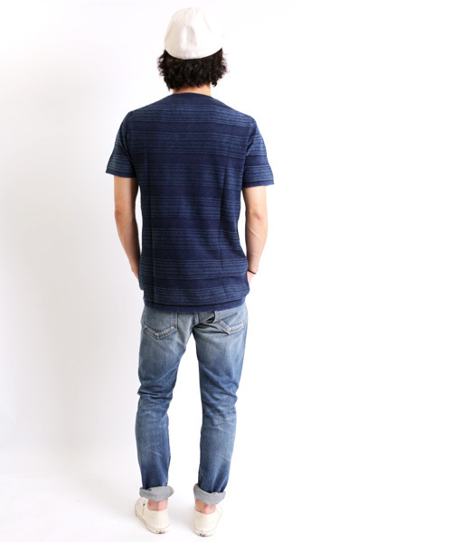 Denime（ドゥニーム）の「【SUFFE】KNIT BORDER SHORT-SLEEVE TEE/スッフェ　半袖ニットボーダーTシャツ（Tシャツ/カットソー・メンズ・ホワイト/ネイビー・MEDIUM/LARGE）」の21枚目の写真