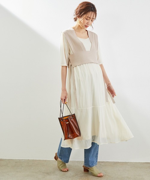 ROPE' PICNIC(ロペピクニック)の「コットン混ニットビスチェ(ベスト・レディース・グレー/ホワイト/ベージュ・38)」の5枚目の写真