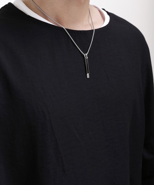 minsobi（ミンソビ）の「ポンチョ風カットソー ビッグシルエットレイヤードT　半袖　ユニセックス（Tシャツ/カットソー・メンズ・ホワイト/ブラック・FREE）」の8枚目の写真