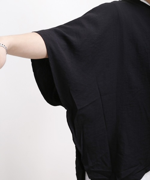 minsobi（ミンソビ）の「ポンチョ風カットソー ビッグシルエットレイヤードT　半袖　ユニセックス（Tシャツ/カットソー・メンズ・ホワイト/ブラック・FREE）」の18枚目の写真