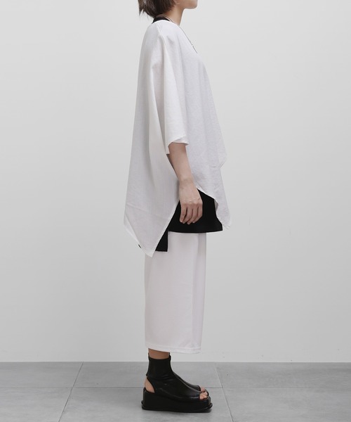 minsobi（ミンソビ）の「ポンチョ風カットソー ビッグシルエットレイヤードT　半袖　ユニセックス（Tシャツ/カットソー・メンズ・ホワイト/ブラック・FREE）」の20枚目の写真