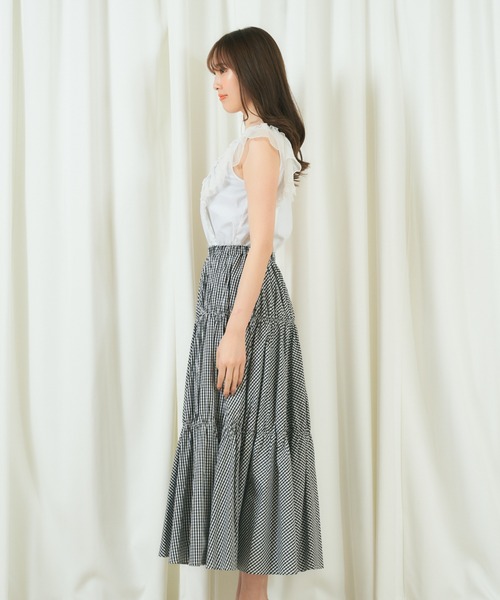 MIIA（ミーア）の「ギャザーティアードスカート（スカート・レディース・ピンク/その他/ブルー・FREE）」の4枚目の写真