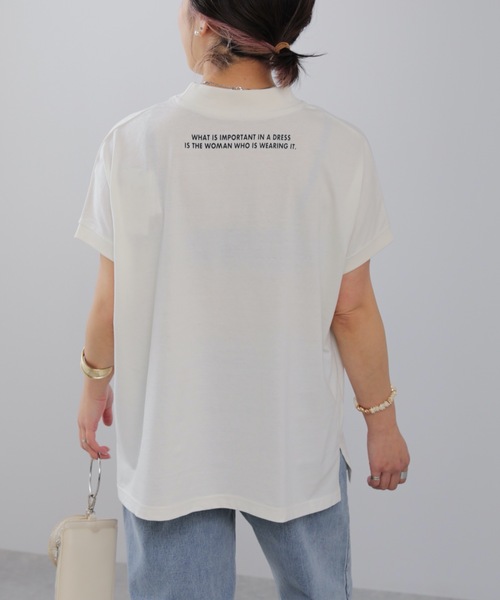 ap retro(アプレトロ)の「バックロゴモックネックフレンチスリーブTEE【ZOZO限定アイテム】(Tシャツ/カットソー・レディース・チャコールグレー/ライトブルー/ブラック/ベージュ/カーキ/アイボリー/ブルーグリーン/ライトベージュ・FREE)」の2枚目の写真
