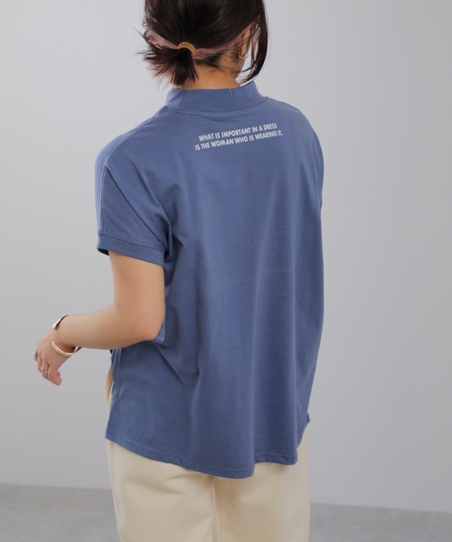 ap retro(アプレトロ)の「バックロゴモックネックフレンチスリーブTEE【ZOZO限定アイテム】(Tシャツ/カットソー・レディース・チャコールグレー/ライトブルー/ブラック/ベージュ/カーキ/アイボリー/ブルーグリーン/ライトベージュ・FREE)」の7枚目の写真