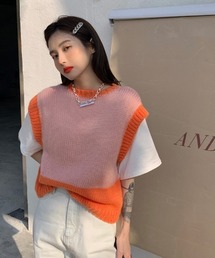 KOR | バイカラーニットベスト(ベスト)