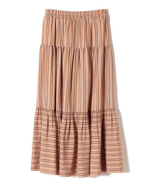 SHIPS（シップス）の「〈手洗い可能〉MANTECO ティアードスカート◇（スカート・レディース・ライトブルー/ブラウン・ONE SIZE）」の7枚目の写真