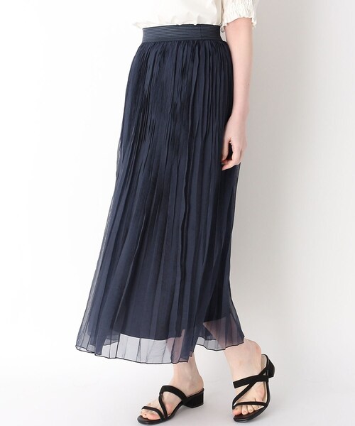 Modify（モディファイ）の「◆ランダムプリーツオーガンジースカート（スカート・レディース・ダークブラウン/ネイビー・40/42）」の2枚目の写真
