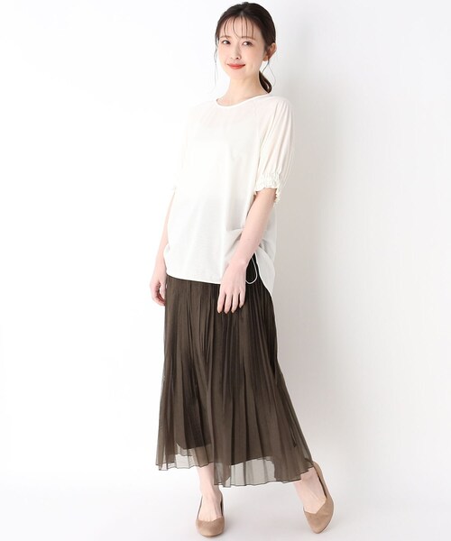 Modify（モディファイ）の「◆ランダムプリーツオーガンジースカート（スカート・レディース・ダークブラウン/ネイビー・40/42）」の5枚目の写真