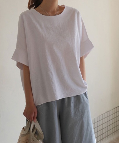 LUGG NAGG（ラグナグ）の「コットンオーバーシルエットプルオーバー（シャツ/ブラウス・レディース・ホワイト/モカ・XL/M/L）」の3枚目の写真