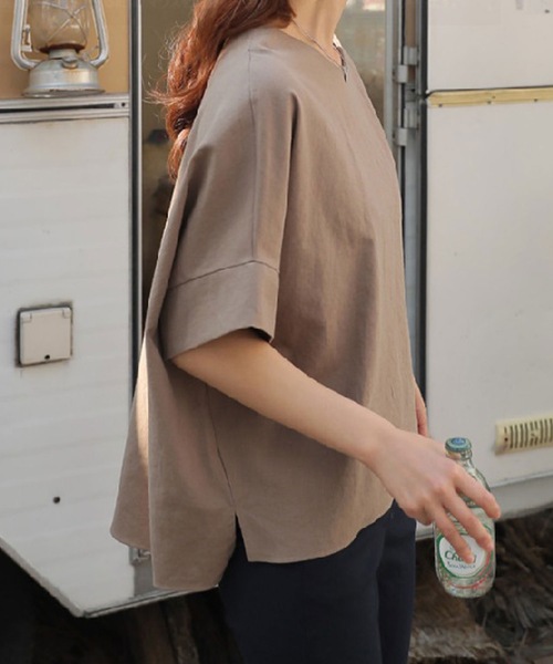 LUGG NAGG（ラグナグ）の「コットンオーバーシルエットプルオーバー（シャツ/ブラウス・レディース・ホワイト/モカ・XL/M/L）」の8枚目の写真