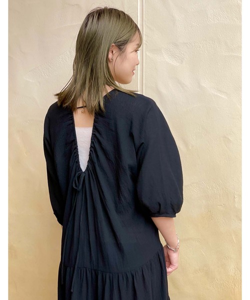 RIVE DROITE（リヴドロワ）の「バックシャンティアードワンピース（ワンピース・レディース・ピンク/ブラック・FREE）」の2枚目の写真