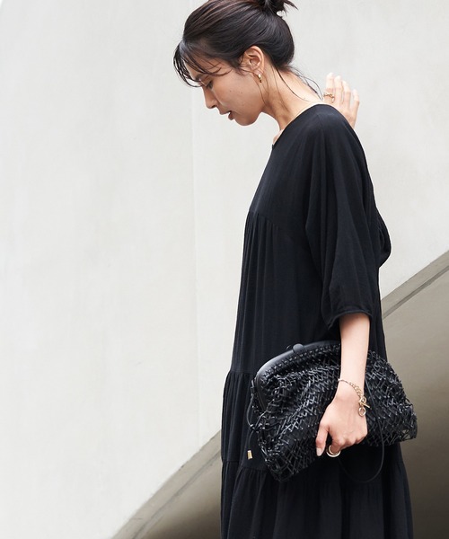 RIVE DROITE（リヴドロワ）の「バックシャンティアードワンピース（ワンピース・レディース・ピンク/ブラック・FREE）」の4枚目の写真