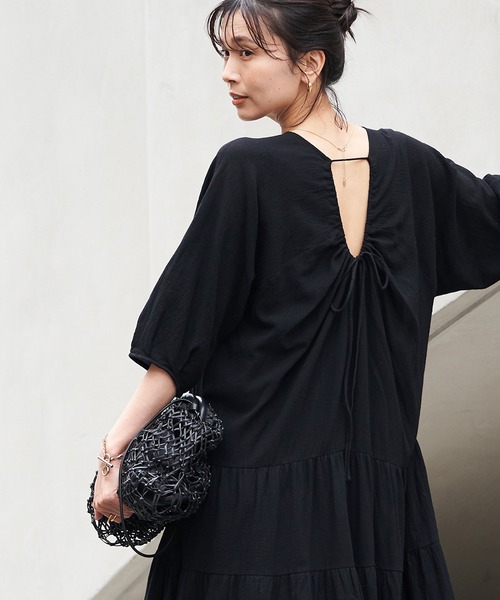 RIVE DROITE（リヴドロワ）の「バックシャンティアードワンピース（ワンピース・レディース・ピンク/ブラック・FREE）」の5枚目の写真