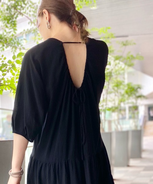 RIVE DROITE（リヴドロワ）の「バックシャンティアードワンピース（ワンピース・レディース・ピンク/ブラック・FREE）」の12枚目の写真