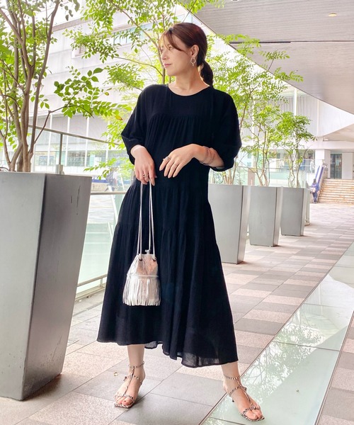 RIVE DROITE（リヴドロワ）の「バックシャンティアードワンピース（ワンピース・レディース・ピンク/ブラック・FREE）」の13枚目の写真