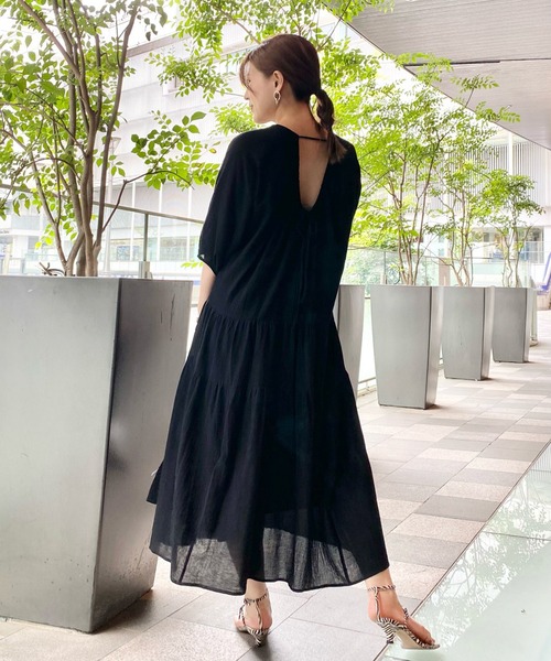 RIVE DROITE（リヴドロワ）の「バックシャンティアードワンピース（ワンピース・レディース・ピンク/ブラック・FREE）」の14枚目の写真