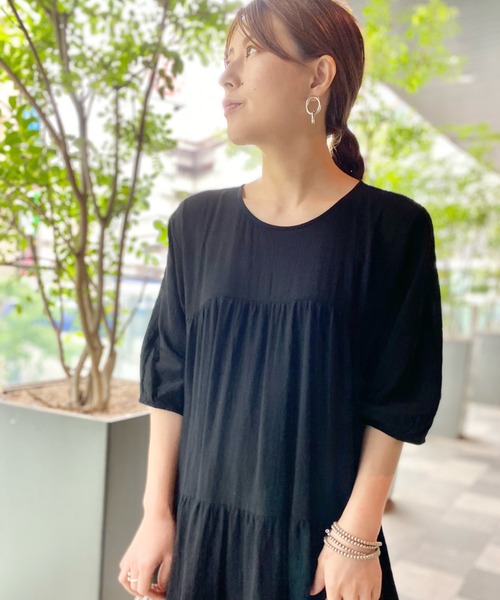 RIVE DROITE（リヴドロワ）の「バックシャンティアードワンピース（ワンピース・レディース・ピンク/ブラック・FREE）」の11枚目の写真