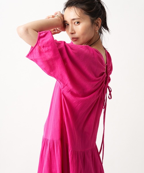 RIVE DROITE（リヴドロワ）の「バックシャンティアードワンピース（ワンピース・レディース・ピンク/ブラック・FREE）」の22枚目の写真