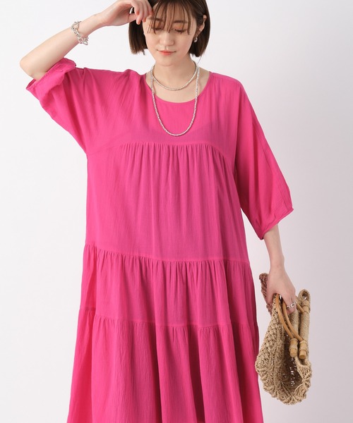 RIVE DROITE（リヴドロワ）の「バックシャンティアードワンピース（ワンピース・レディース・ピンク/ブラック・FREE）」の17枚目の写真