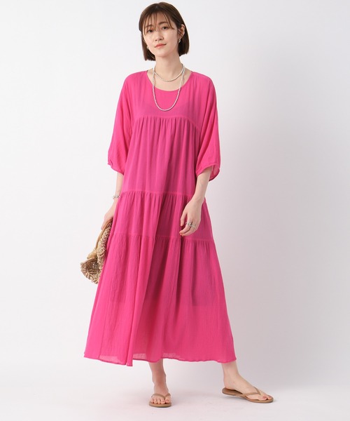 RIVE DROITE（リヴドロワ）の「バックシャンティアードワンピース（ワンピース・レディース・ピンク/ブラック・FREE）」の19枚目の写真