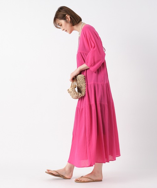 RIVE DROITE（リヴドロワ）の「バックシャンティアードワンピース（ワンピース・レディース・ピンク/ブラック・FREE）」の20枚目の写真