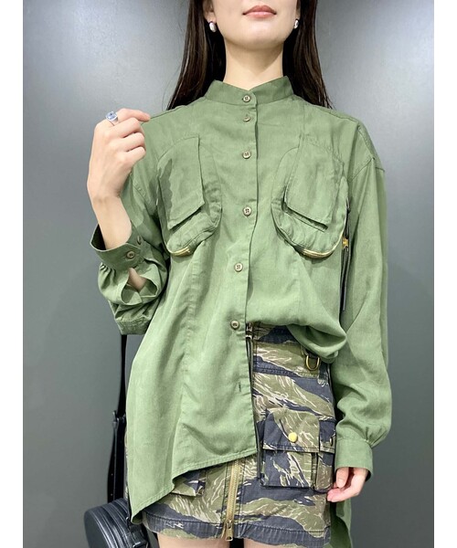 DIESEL(ディーゼル)の「レディース サステナブル シャツ マオカラー ポケット(シャツ/ブラウス・レディース・イエロー/グリーン・MEDIUM/X-SMALL/LARGE/SMALL)」の15枚目の写真