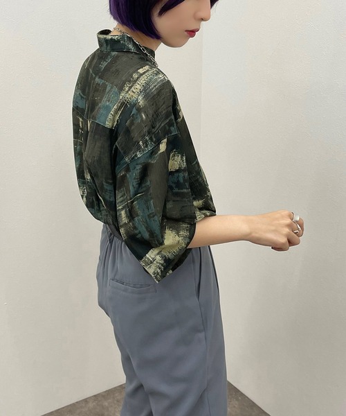 apres jour mignon（アプレジュールミニョン）の「ペイント柄バンドカラーシャツ 【ZOZOTOWN限定アイテム】（シャツ/ブラウス・レディース・ブルー系その他/グリーン系その他/パープル系その他・フリー/X-LARGE）」の14枚目の写真