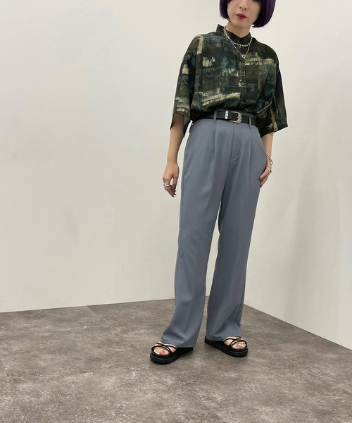 apres jour mignon（アプレジュールミニョン）の「ペイント柄バンドカラーシャツ 【ZOZOTOWN限定アイテム】（シャツ/ブラウス・レディース・ブルー系その他/グリーン系その他/パープル系その他・フリー/X-LARGE）」の16枚目の写真