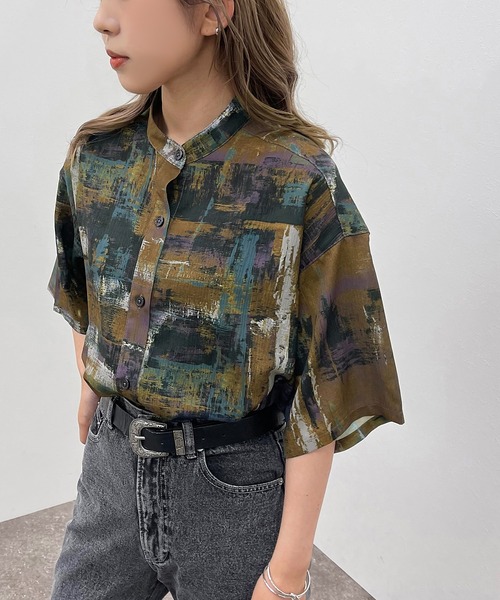 apres jour mignon（アプレジュールミニョン）の「ペイント柄バンドカラーシャツ 【ZOZOTOWN限定アイテム】（シャツ/ブラウス・レディース・ブルー系その他/グリーン系その他/パープル系その他・フリー/X-LARGE）」の18枚目の写真