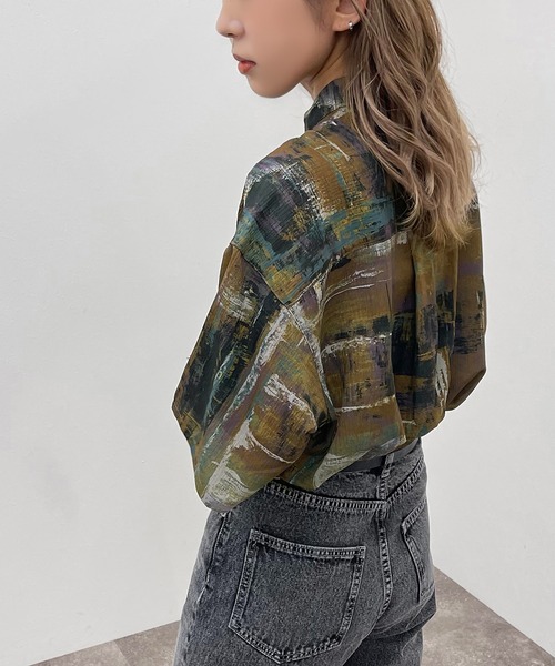 apres jour mignon（アプレジュールミニョン）の「ペイント柄バンドカラーシャツ 【ZOZOTOWN限定アイテム】（シャツ/ブラウス・レディース・ブルー系その他/グリーン系その他/パープル系その他・フリー/X-LARGE）」の20枚目の写真