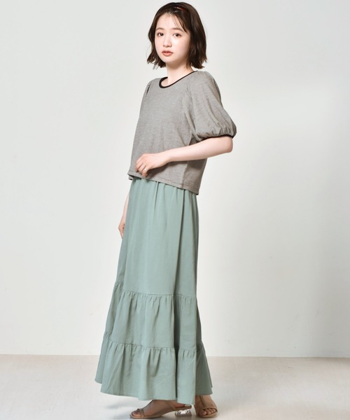 RETRO GIRL(レトロガール)の「柄パイピングパフTee(Tシャツ/カットソー・レディース・ブラック/ブラウン/グリーン/ブルー・FREE)」の11枚目の写真