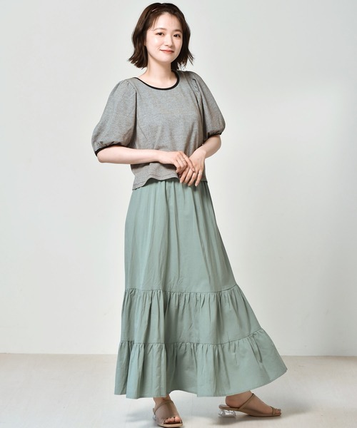 RETRO GIRL(レトロガール)の「柄パイピングパフTee(Tシャツ/カットソー・レディース・ブラック/ブラウン/グリーン/ブルー・FREE)」の16枚目の写真