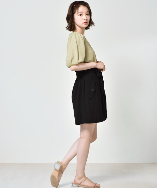 RETRO GIRL(レトロガール)の「柄パイピングパフTee(Tシャツ/カットソー・レディース・ブラック/ブラウン/グリーン/ブルー・FREE)」の7枚目の写真