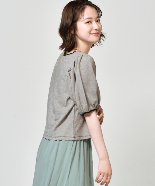 RETRO GIRL(レトロガール)の「柄パイピングパフTee(Tシャツ/カットソー・レディース・ブラック/ブラウン/グリーン/ブルー・FREE)」の13枚目の写真