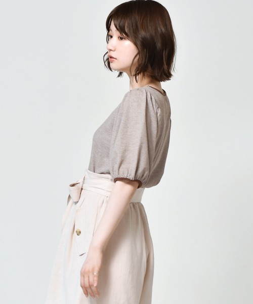 RETRO GIRL(レトロガール)の「柄パイピングパフTee(Tシャツ/カットソー・レディース・ブラック/ブラウン/グリーン/ブルー・FREE)」の6枚目の写真