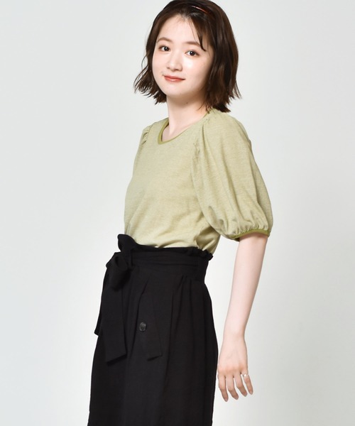RETRO GIRL(レトロガール)の「柄パイピングパフTee(Tシャツ/カットソー・レディース・ブラック/ブラウン/グリーン/ブルー・FREE)」の12枚目の写真