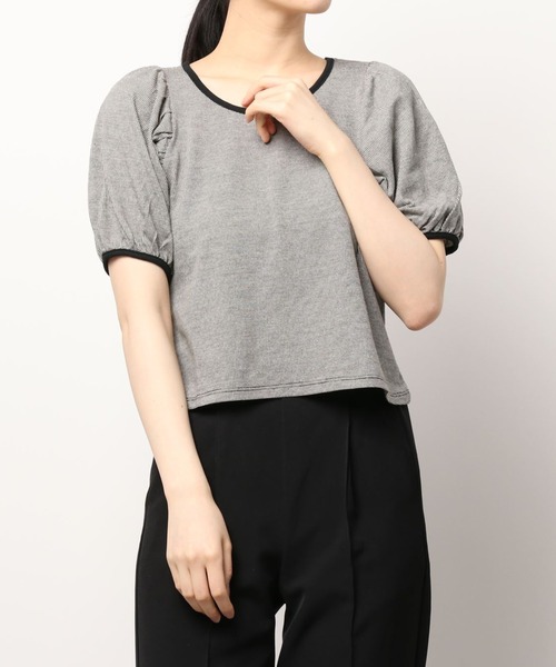 RETRO GIRL(レトロガール)の「柄パイピングパフTee(Tシャツ/カットソー・レディース・ブラック/ブラウン/グリーン/ブルー・FREE)」の8枚目の写真