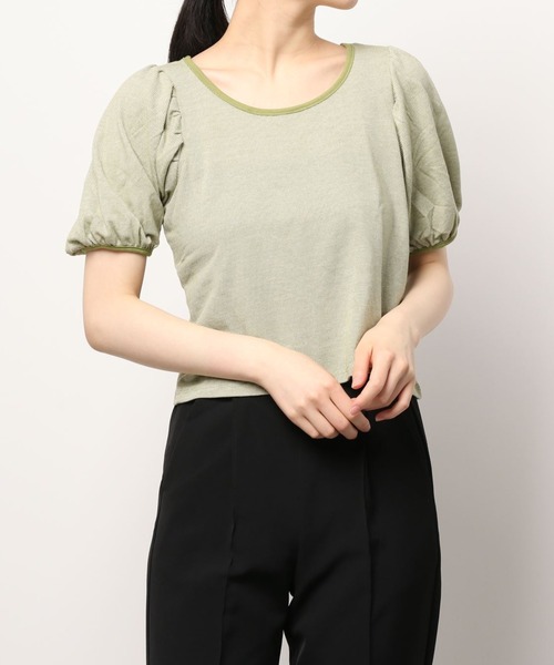 RETRO GIRL(レトロガール)の「柄パイピングパフTee(Tシャツ/カットソー・レディース・ブラック/ブラウン/グリーン/ブルー・FREE)」の14枚目の写真