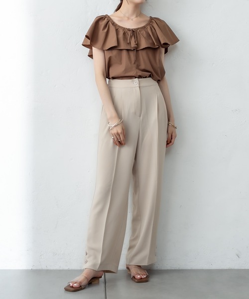 mystic（ミスティック）の「裾ボタンタックパンツ（その他パンツ・レディース・アイボリー/ブルー/ブラウン・1/2）」の7枚目の写真