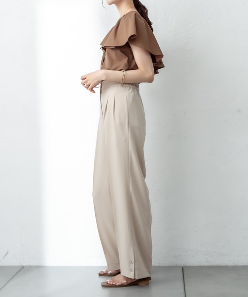 mystic（ミスティック）の「裾ボタンタックパンツ（その他パンツ・レディース・アイボリー/ブルー/ブラウン・1/2）」の8枚目の写真