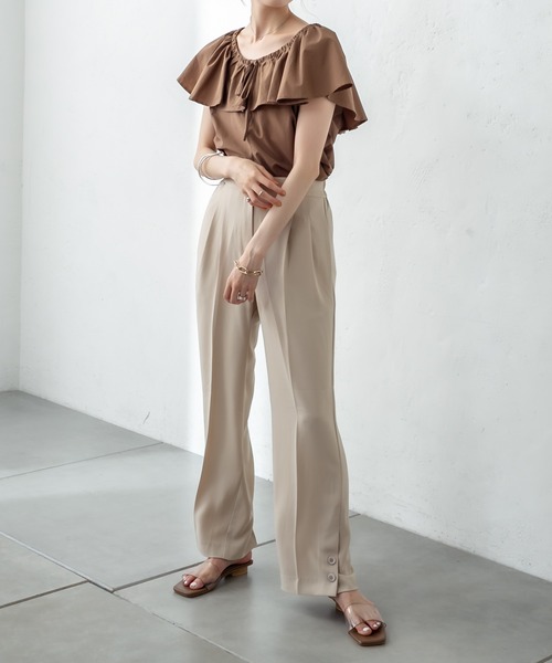 mystic（ミスティック）の「裾ボタンタックパンツ（その他パンツ・レディース・アイボリー/ブルー/ブラウン・1/2）」の9枚目の写真