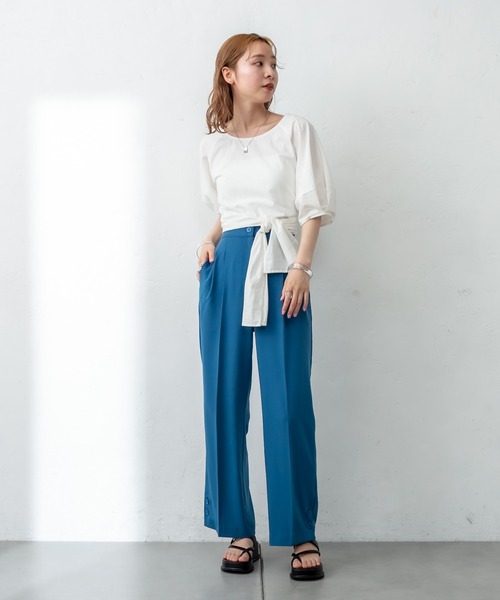 mystic（ミスティック）の「裾ボタンタックパンツ（その他パンツ・レディース・アイボリー/ブルー/ブラウン・1/2）」の4枚目の写真