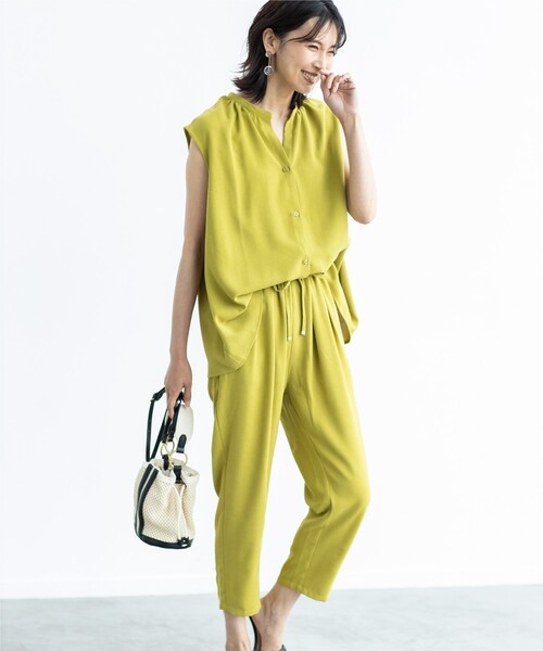 THE SHOP TK (ザ ショップ ティーケー )の「◆【イージーケア】麻調ジョグパンツ(その他パンツ・レディース・ブラック/カーキ/イエロー/グリーン・12/13)」の14枚目の写真