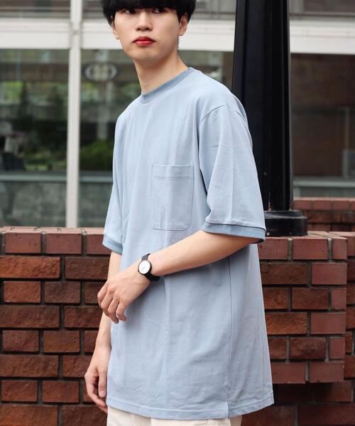 green label relaxing by 風早ゆうた(グリーンレーベルリラクシングバイカゼハヤユウタ)の「<風早ゆうた(WEARISTA)×green label relaxing>カノコ 5分袖 オーバー Tシャツ カットソー(Tシャツ/カットソー・メンズ・ライトブルー/ブラック/オリーブ・MEDIUM/LARGE)」の1枚目の写真