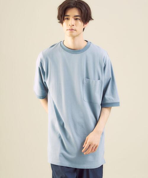 green label relaxing by 風早ゆうた（グリーンレーベルリラクシングバイカゼハヤユウタ）の「＜風早ゆうた（WEARISTA）×green label relaxing＞カノコ 5分袖 オーバー Tシャツ カットソー（Tシャツ/カットソー・メンズ・ライトブルー/ブラック/オリーブ・MEDIUM/LARGE）」の19枚目の写真