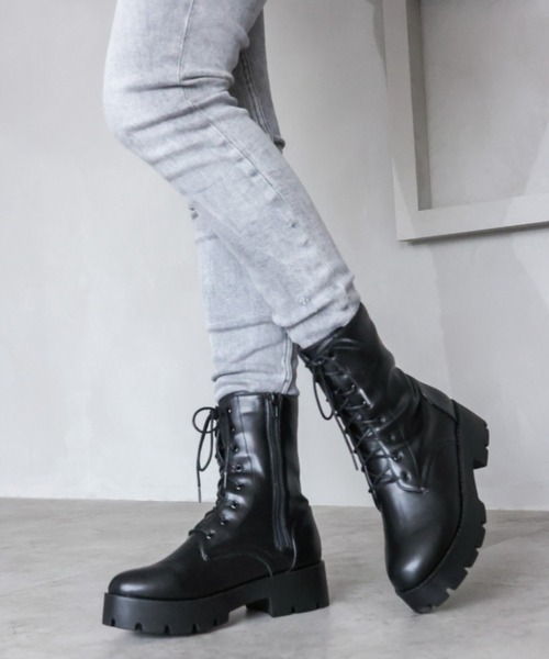 VIVIAN（ヴィヴィアン）の「厚底レースアップショートブーツ（ブーツ・レディース・ホワイト/ダークブラウン/ブラック・S/M/L/LL）」の12枚目の写真