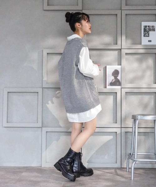 VIVIAN（ヴィヴィアン）の「厚底レースアップショートブーツ（ブーツ・レディース・ホワイト/ダークブラウン/ブラック・S/M/L/LL）」の18枚目の写真